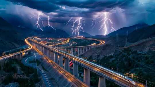 高山雷雨天高海拔地区修建的桥梁和铁路