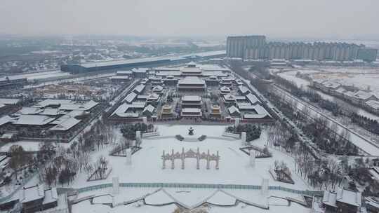 航拍长春北湖万寿寺