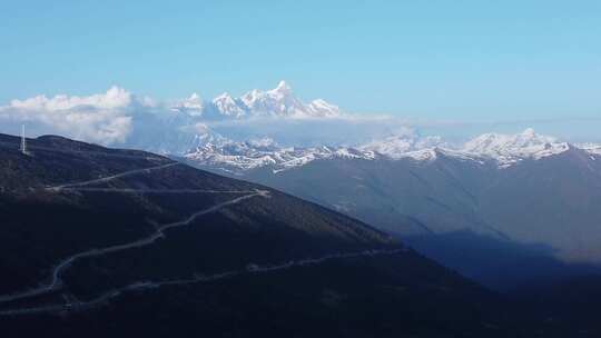 4k航拍西藏林芝南迦巴瓦雪山全景从左到右