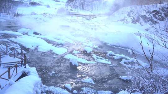 长白山雪景天池冬天下雪景点素材旅游