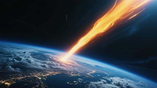 流星划过地球夜空景象