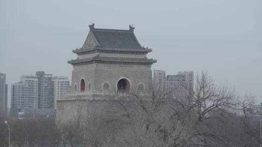 北京钟楼中轴线四合院胡同传统民居春节古建