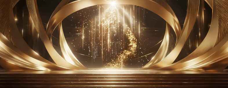 金色颁奖光线舞台背景