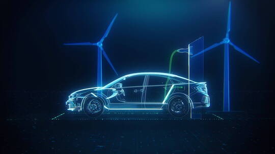 科技感新能源电动车充电演示动画