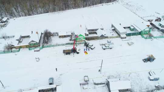 航拍村庄雪景视频素材模板下载