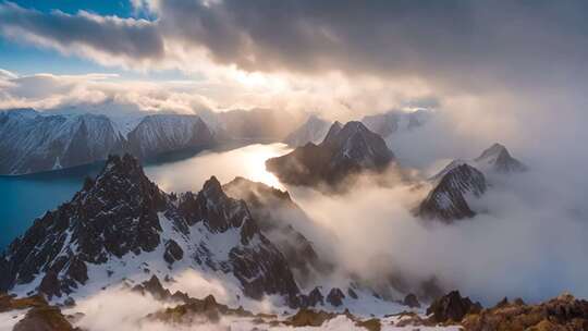 雪山云海日出全景