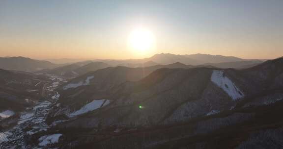 长白山山脉冬季航拍