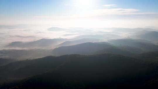 航拍清晨山川云海云雾风景