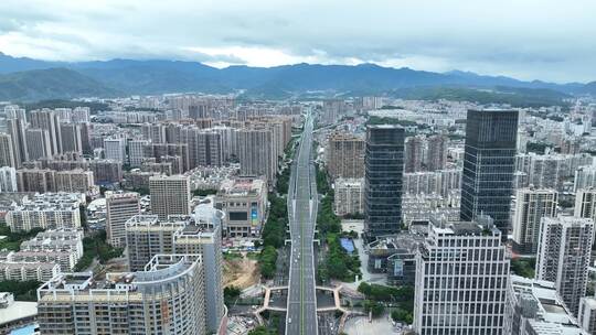 福建省龙岩市新罗区龙岩大道城市大景航拍