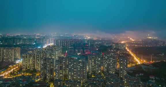 望城金山桥街道夜景延时