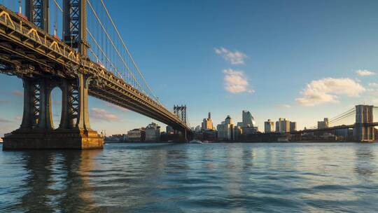 纽约桥梁景观延时拍摄