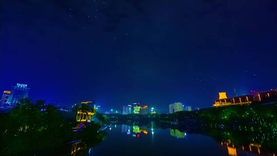 南宁民歌湖东盟商务区城市天际线夜景