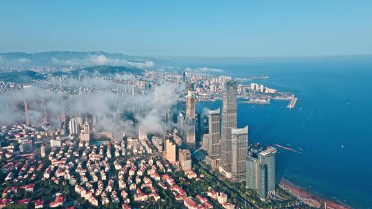 2022青岛海岸线航拍城市风光素材