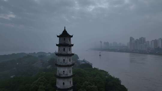 温州鹿城区清晨航拍