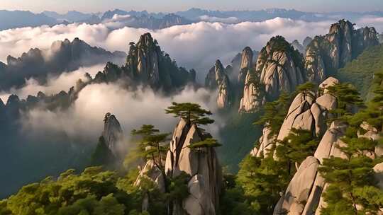 黄山云海壮丽山景