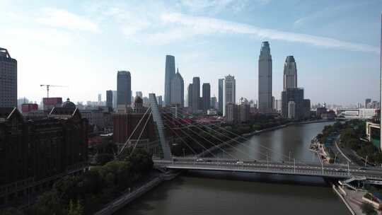 天津海河风景线城市建筑风光航拍