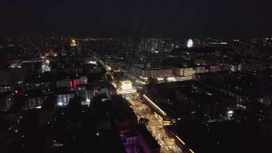 沈阳中街夜景人流 商业街人群 方城夜景