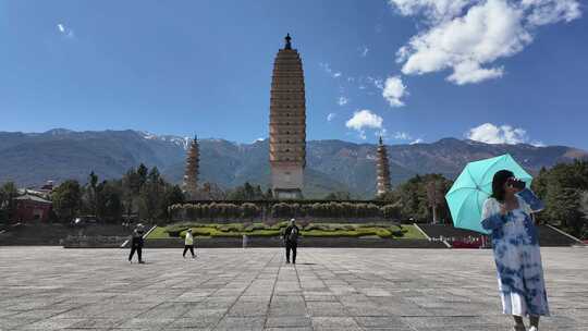 大理古城崇圣寺三塔4k航拍