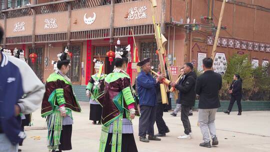苗族苗寨少数民族活动舞蹈民俗