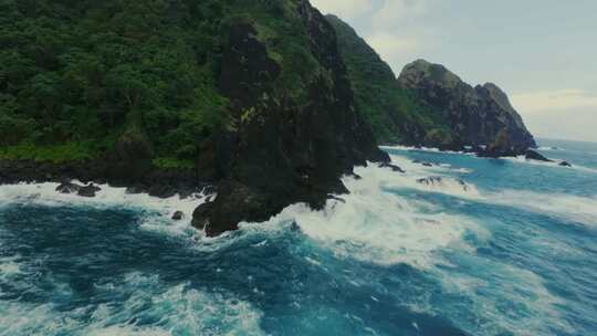 FPV穿越机无人机航拍风景大海森林海浪海岛