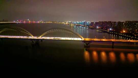 杭州钱塘江九堡大桥航拍环绕视频素材模板下载