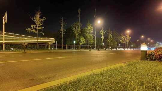 城市天桥车流隧道口快速路马路夜景延时