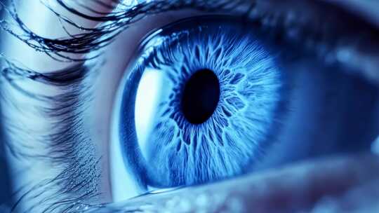 蓝色眼睛微距特写