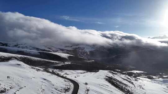 西藏旅行雪山日出自然风光航拍