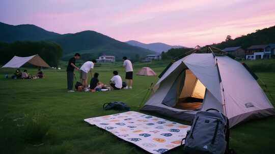户外露营放松享受自然风光