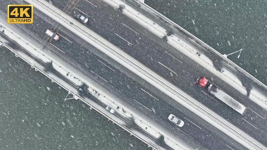 一组城市乡村雪景升格空镜