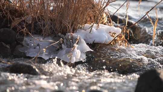 冰融 冬天 初春 水面 河流 冰雪融化 自然