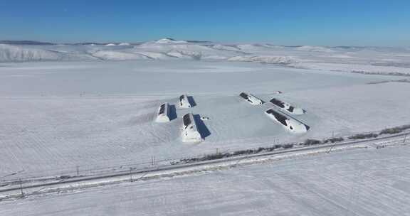 额尔古纳冬季城市冰雪道路