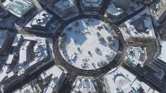 城市雪景 冬天 城市雪景航拍