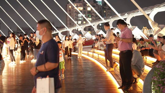 广州海心桥夜景视频素材模板下载