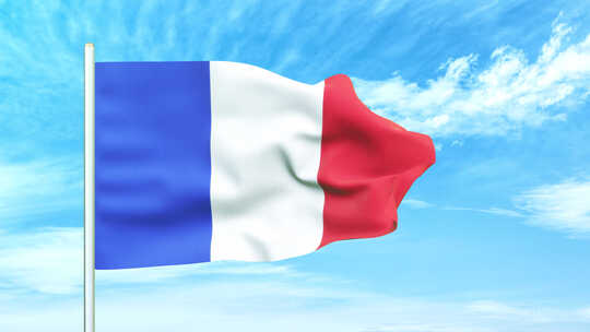 法国国旗空中飘扬视频素材模板下载