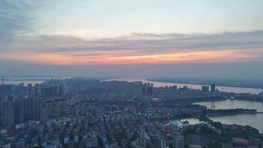 江西九江城市夕阳晚霞航拍