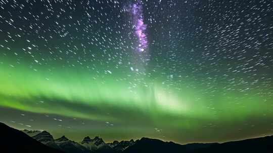 北极极光梦幻天空夜景