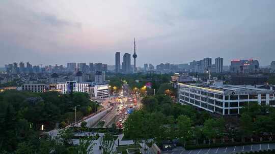 航拍徐州电视塔夜景和平路中山南路徐州旅游