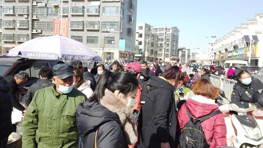 济南周边农村大集，乡村热闹集市场面