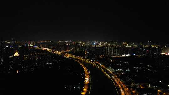 江苏无锡城市夜景灯光航拍