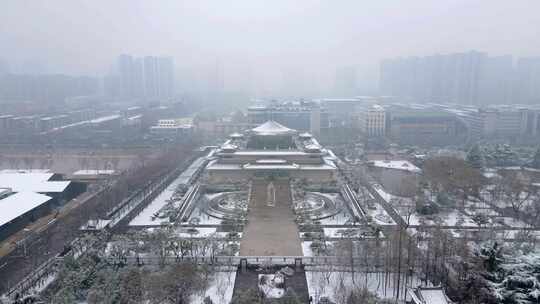 西安博物院雪景航拍