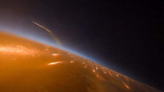 太空流星划过星球景象