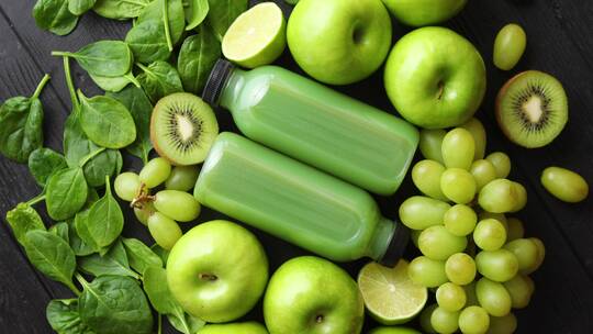 新鲜的绿色水果和蔬菜