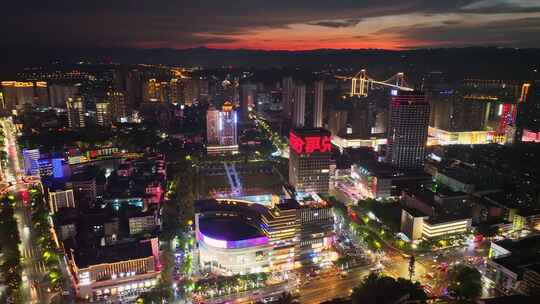 航拍宜昌城市夜景