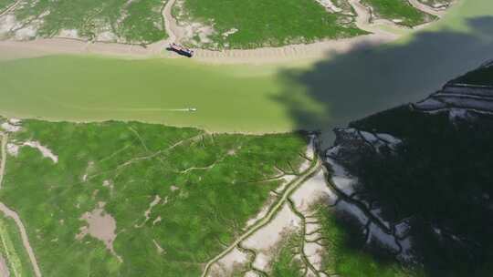 航拍盐城黄海滩涂湿地风光视频素材模板下载