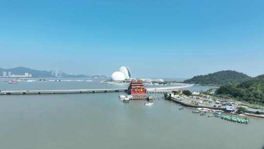 珠海海岸线海边城市航拍海岸风光海滨城市