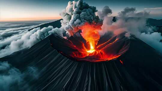 火山爆发地质活动炙热岩浆