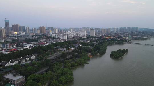 湖南岳阳洞庭湖风光岳阳楼航拍