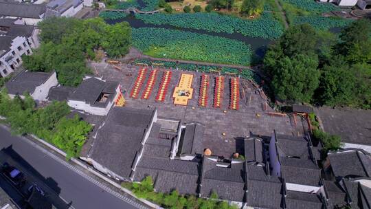 【5.4K素材】黄山徽州呈坎景区晒秋广场