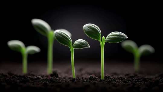 破土萌芽的新生嫩苗茁壮成长